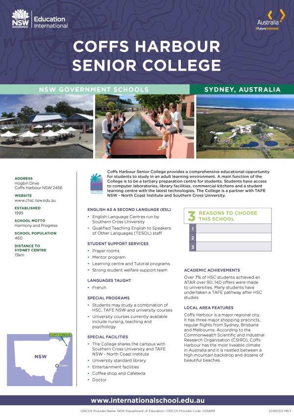 Coffs harbour senior college nsw de international education